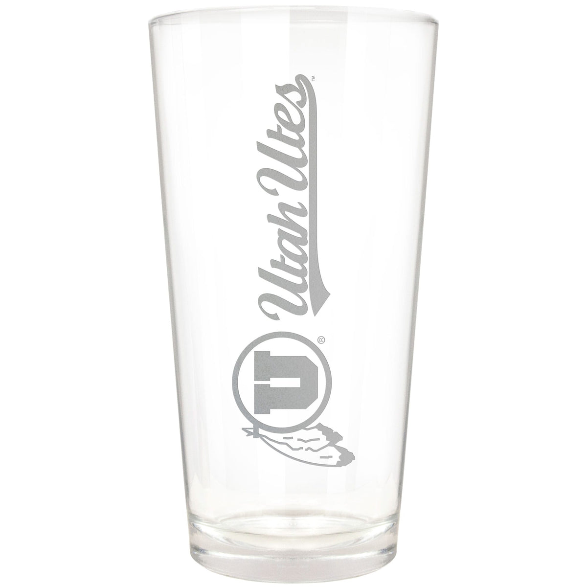 Great American Products - Utah Utes Etched 16oz. Vertical Rally Cry Pint Glass - Multicolor