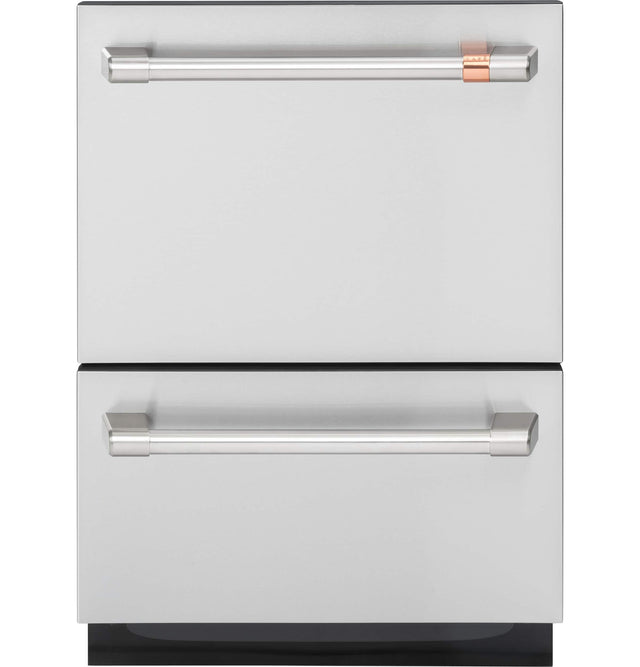 Front. Café - 24" Top Control Built-In Double Drawer Dishwasher, Customizable - Stainless Steel.