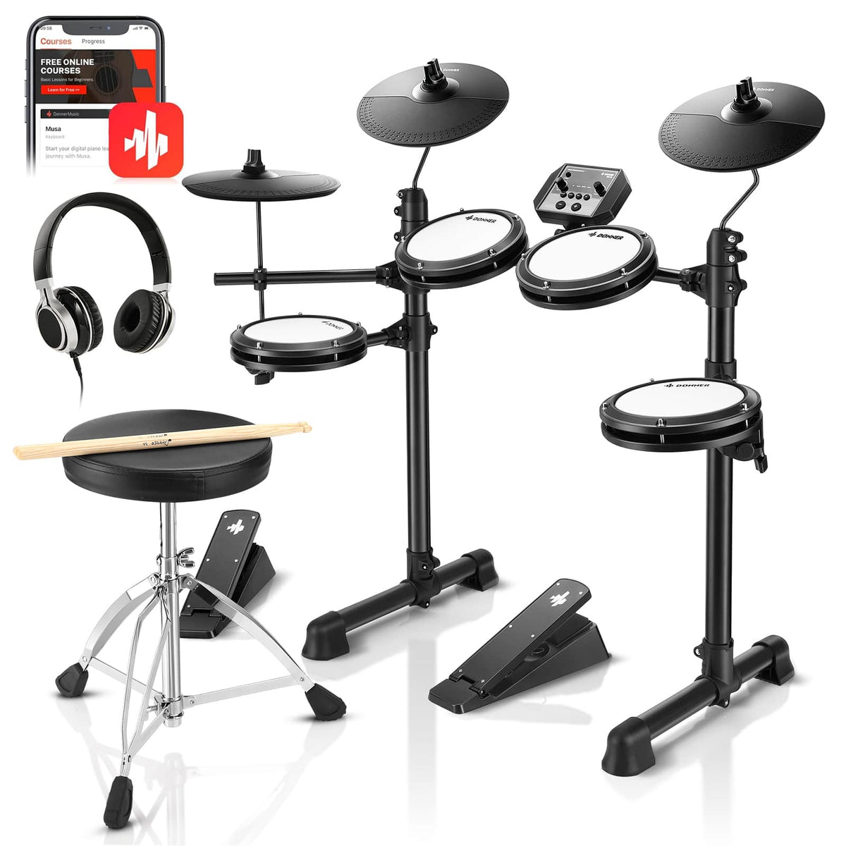 Donner music - Donner DED-80 Electronic Drum Set - Black