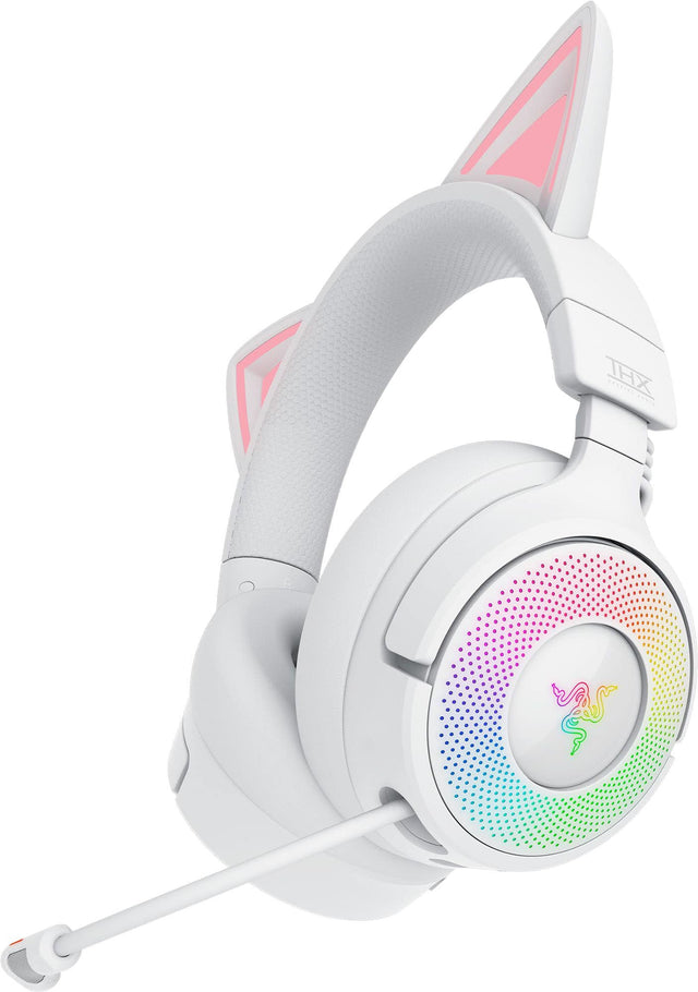 Front. Razer - Kraken Kitty V3 Pro Bluetooth Wireless Over-the-Ear Gaming Headset for PC, Mac, PlayStation, Nintendo Switch, Steam Deck - White.