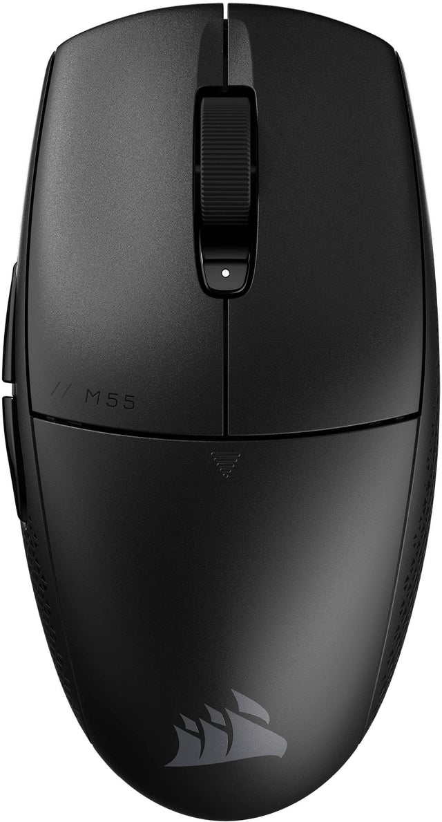 Front. CORSAIR - M55 Wireless FPS Optical Gaming Ambidextrous Mouse with Slipstream Technology - Black.