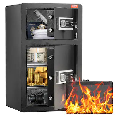 VEVOR - Double Doors 4.5 cu.ft Safe Box with Key Lock & Password, Safe Lock Box with Fireproof Bag