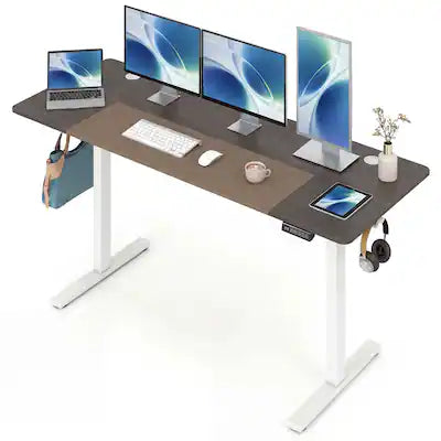 Costway - 63 x 24 Inch Electric Standing Desk with 3 Memory Presets, Cable Management & Hook