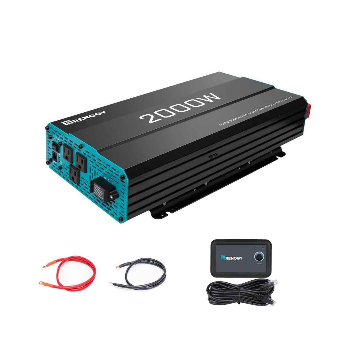 Renogy - 2000W 12V Pure Sine Wave Inverter - Black
