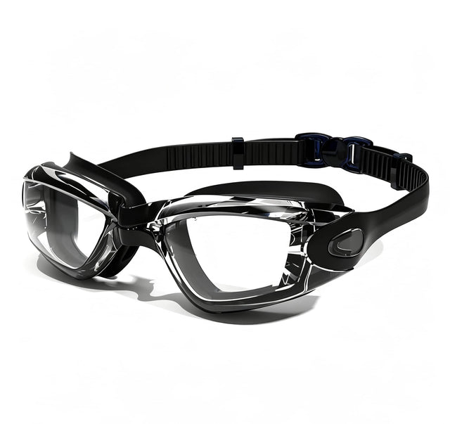 Front. iGARDEN - Swim Goggles 1 Pack, Clear Vision Wide View Comfortable Adjustable Swim Glasses, Ideal for Adult Men Women Youth, Black.