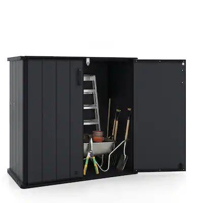 Costway - Outdoor Storage Shed, 23.5 Cu.ft All-Weather Storage Box with Floor, Lockable Door