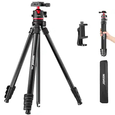 Neewer - 66.5" Lightweight Travel Tripod - with Ball Head & Phone Holder for DSLR & iPhone Video (11lb)