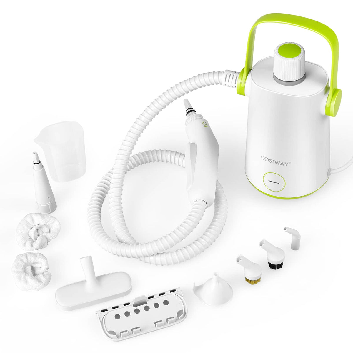 Costway - Handheld Steam Cleaner, 1000W Portable Pressurized Steamer, Multipurpose Steam Cleaning Machine for Kitchen - Green/White
