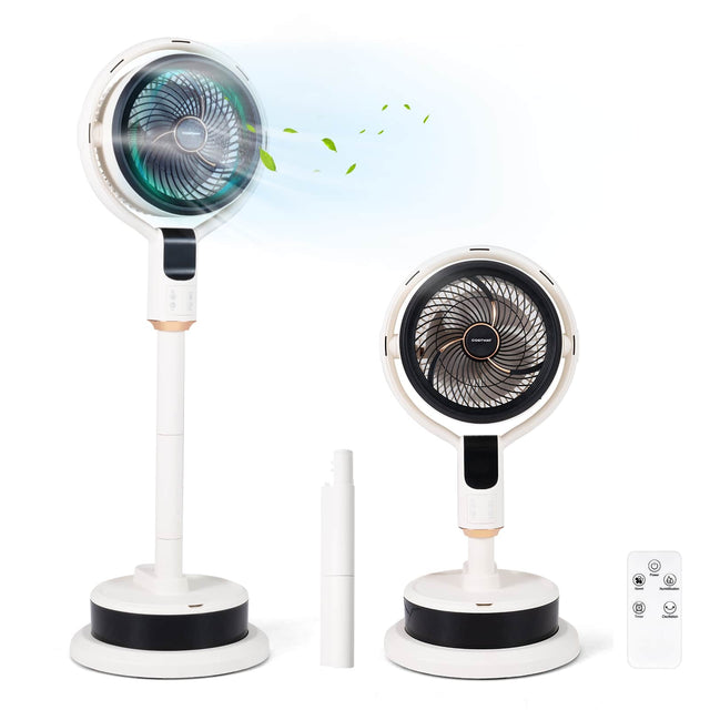 Front. Costway - Costway Misting Pedestal Fan, Air Circulator with 90° Auto Oscillation, Floor Standing Fan - Beige White.