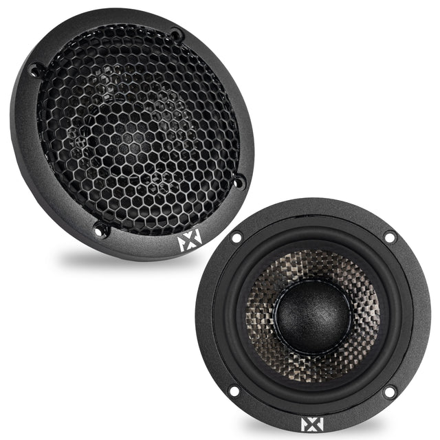 Front. NVX - XQS3v2 100W RMS X-Series 3.5" NEO Midrange Speakers (Pair) - Black.