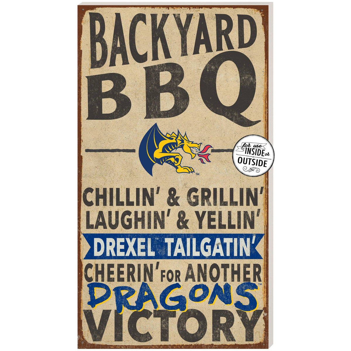 Jardine - Drexel Dragons 11" x 20" Indoor/Outdoor BBQ Sign - Brown