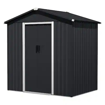 Nuu Garden - 6 x 4 FT Outdoor Galvanized Steel Garden Storage Shed with Sliding Doors