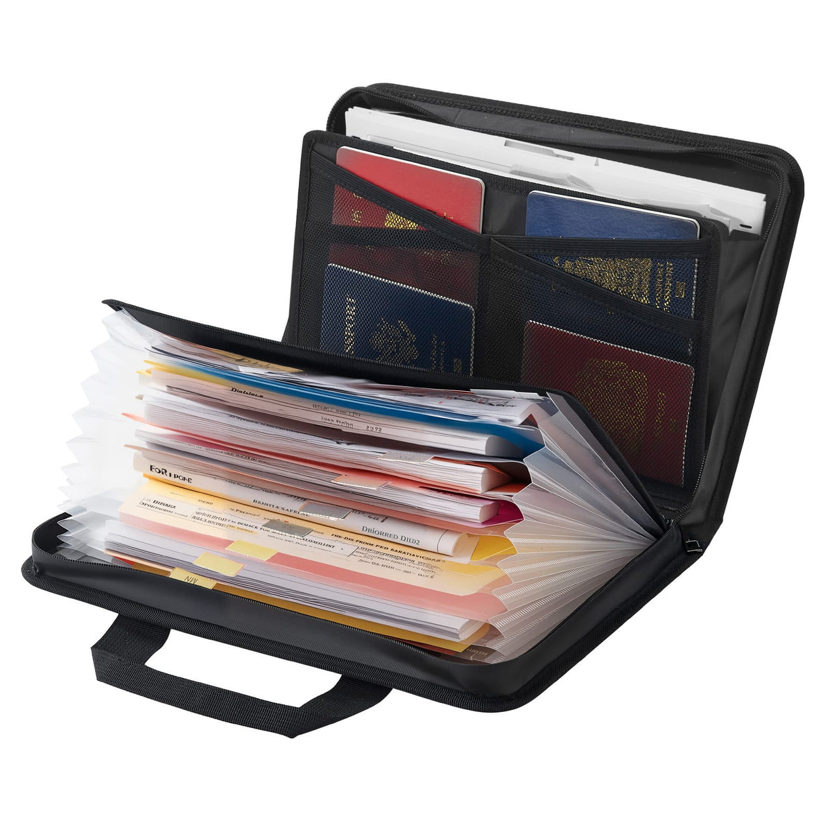 VEVOR - Fireproof Document Bag, 1832 ℉ Heat Insulated Fireproof & Waterproof Bag, Portable Multi-Layer File Storage Security - Black