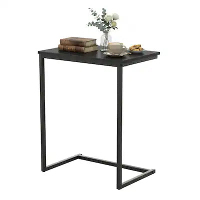 Gymax - C-shaped End Table Vintage Accent Couch Table w/ Heavy-duty Metal Frame