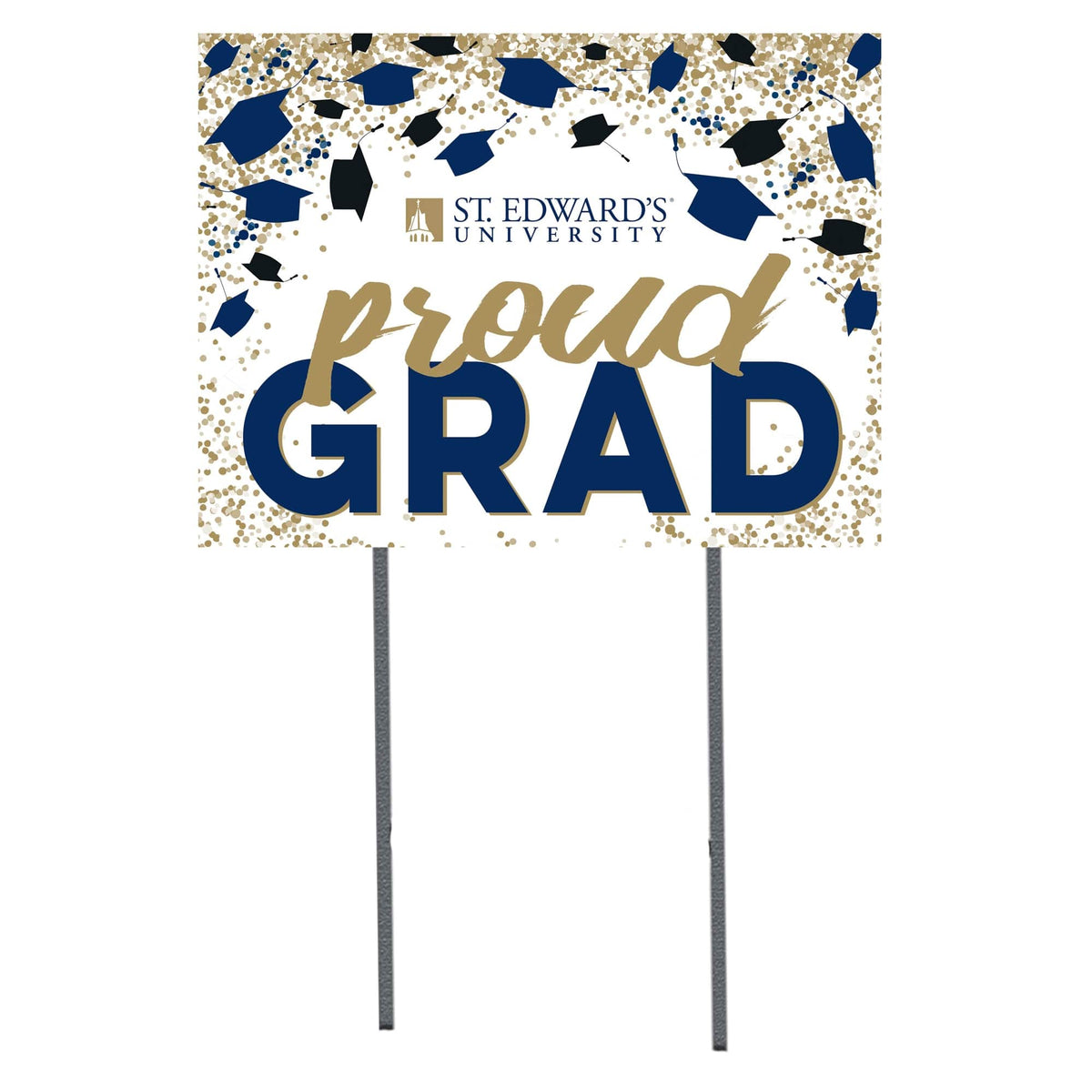 Jardine - St. Edwards Hilltoppers 18" x 24" Proud Grad Yard Sign - White