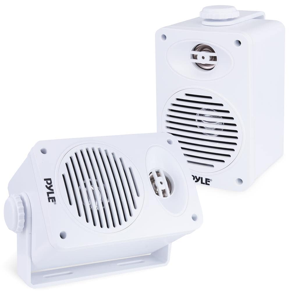 Pyle - 3.5" Indoor/Outdoor Weatherproof Speakers, Pair, 200W 2-Way Wall Mount Speakers - White