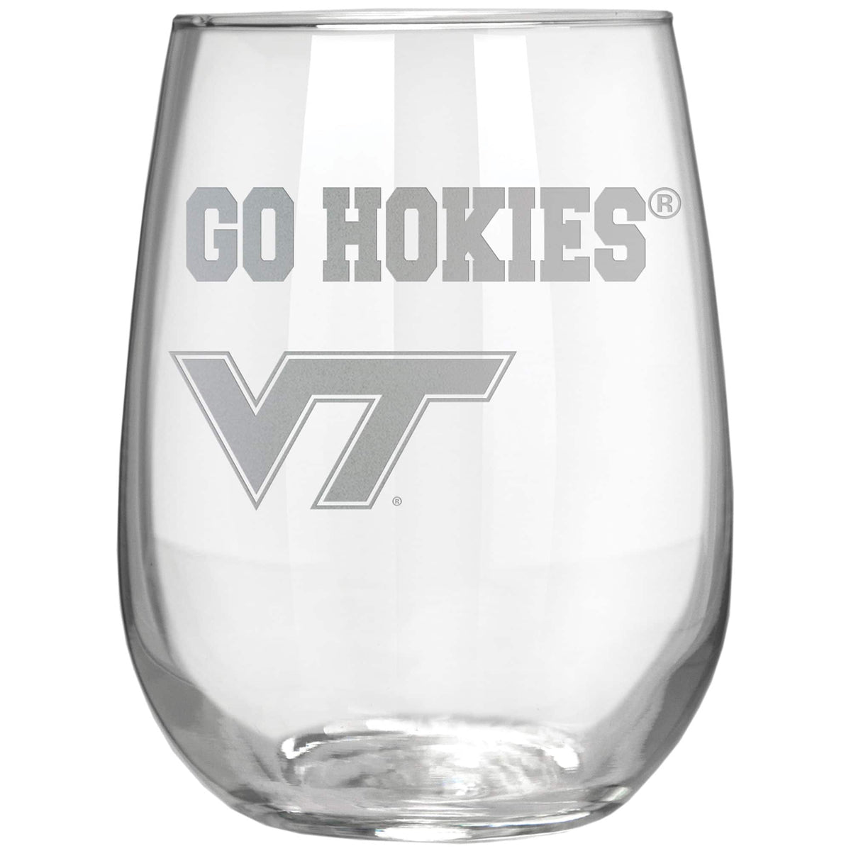 Great American Products - Virginia Tech Hokies Etched 17oz. Rally Cry Stemless Wine Glass - Multicolor