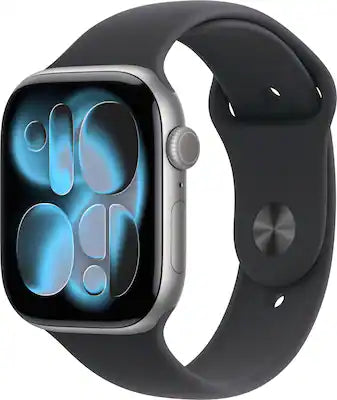Apple - Watch Series 11 (GPS) 46mm Space Gray Aluminum Case with Black Sport Band - M/L