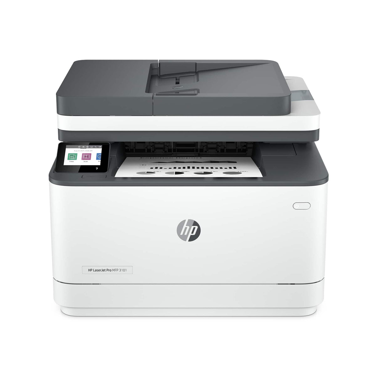 HP - LaserJet Pro MFP 3101fdw Wireless AI-Enabled Black-and-White All-in-One Laser Printer - White
