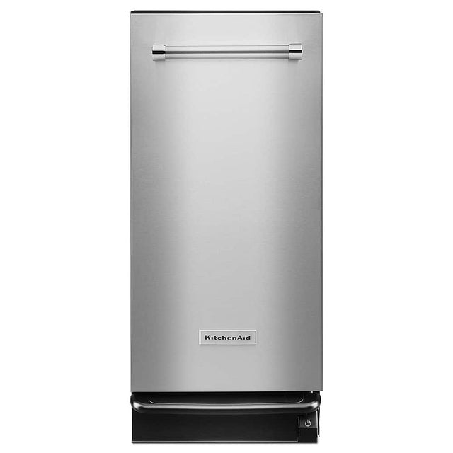 Front. KitchenAid - 1.4 Cu. Ft. Built-In Trash Compactor - Stainless steel.
