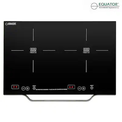 Equator - 21" 2 Burner Portable Induction Electric Cooktop LIGHT Aluminum Handle | 6 Heat Levels 110V