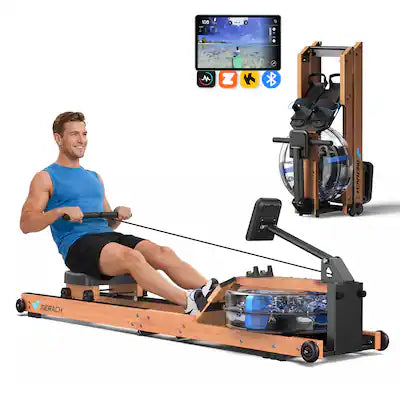 MERACH - Water Rowing Machines for Home, Foldable Row Machine with 400LBS Weight Capacity, Dedicated Monitor and Comfortab