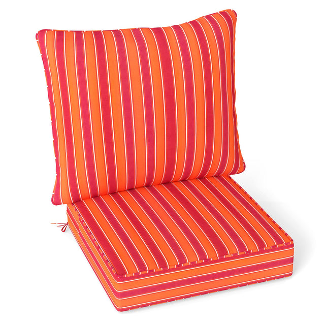 Front. Gymax - Gymax Deep Seat Chair Cushion Pads Set Indoor/Outdoor w/ Rope Belts Orange - Orange.