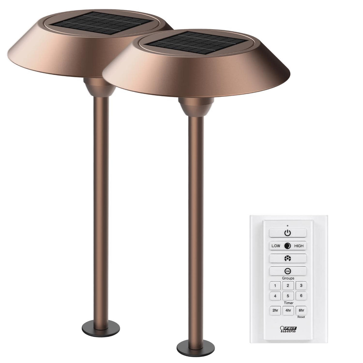 FEIT ELECTRIC - Feit OneSync Bronze Solar Powered 40 W LED Pathway Light 2 pk