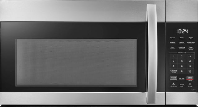 10:24  
Popcorn Potato Veggies Beverage Defrost Power Level  
Clock Cook Time Timer On OR  
1 2 3 4 5 6 7 8 9  
Turntable On  
Start +30 Sec. Stop Cancel  
High Low  
Sound On  
Hold 1 s