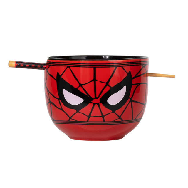 Front. Marvel - Marvel Spider-Man Face 20-Ounce Ramen Bowl and Chopstick Set - Multi-Colored.
