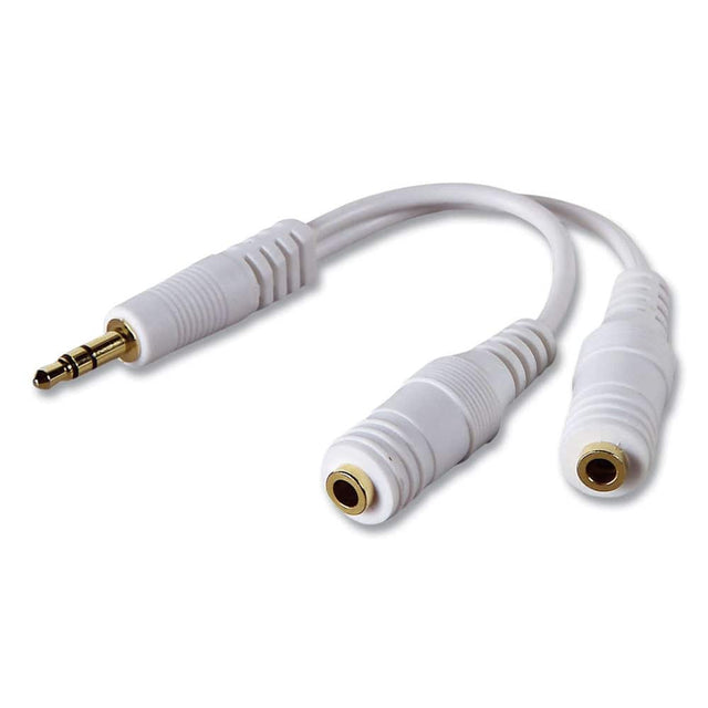 Front. Belkin - Belkin F8V234 Speaker and Headphone Splitter - White - White.