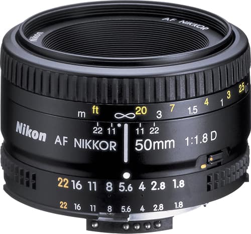 Front. Nikon - AF NIKKOR 50mm f/1.8D Standard Lens - Black.