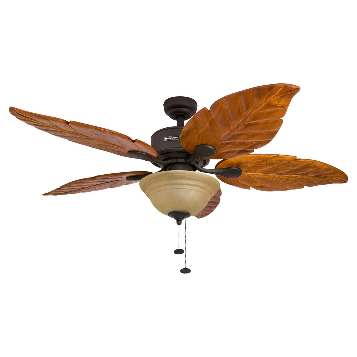 Honeywell - Sabal Palm 52-Inch Tropical Ceiling Fan with Light, 5 Blades - Bronze