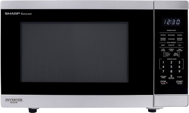 SHARP Carousel

INVERTER SENSOR

SENSOR COOK
- POTATO
- BEVERAGE
- VEGGIE
- FROZEN
- POPCORN
- SENSOR REHEAT
- AUTO DEFROST
- MEAT
- POULTRY
- FISH

TIME COOK
- BUTTER
- CHOCOLATE & CREAM
- CHEESE
- SOFTEN

POWER LEVEL
- MELT

TIME DEFROST

EXPRESS COOK
1 2 3
4 5 6
7 8 9
0

KITCHEN TIMER
UNLOCK
STOP CLEAR
CLOCK
START +30 SEC