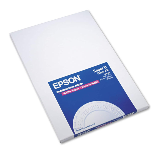 Super B (Super A3) 19.0 x 26.7 mm 13.0 x 19.0 mm 329 x 483 mm 50 Sheets Heavyweight Matte Paper EPSON PROFESSIONAL MEDIA - Heavyweight Matte PEEMIUM QUALITY 1200 PHOTO EPSON.STYLUS PHOTO EPSON STYLUS EPSON