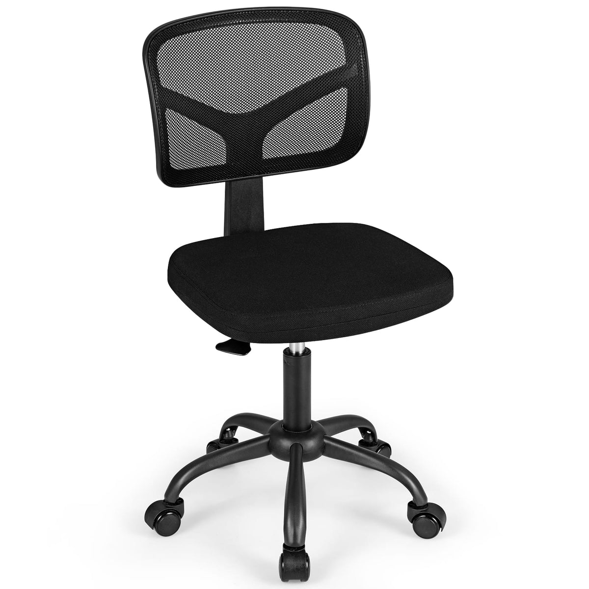 Costway - Height-adjustable Kids Study Chair, Swivel Mesh Desk Chair with 5 Rolling Casters - Black