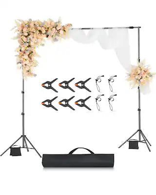 VEVOR - Backdrop Stand, 8.5 x 10 ft Adjustable Photo Backdrop Stand Kit, Portable Background Backdrop Stand with 2 Tripods