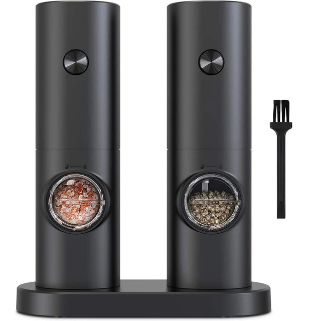 Front. COWIN - Salt and Pepper Grinder Set Adjustable Coarseness Automatic Battery Powered - black.