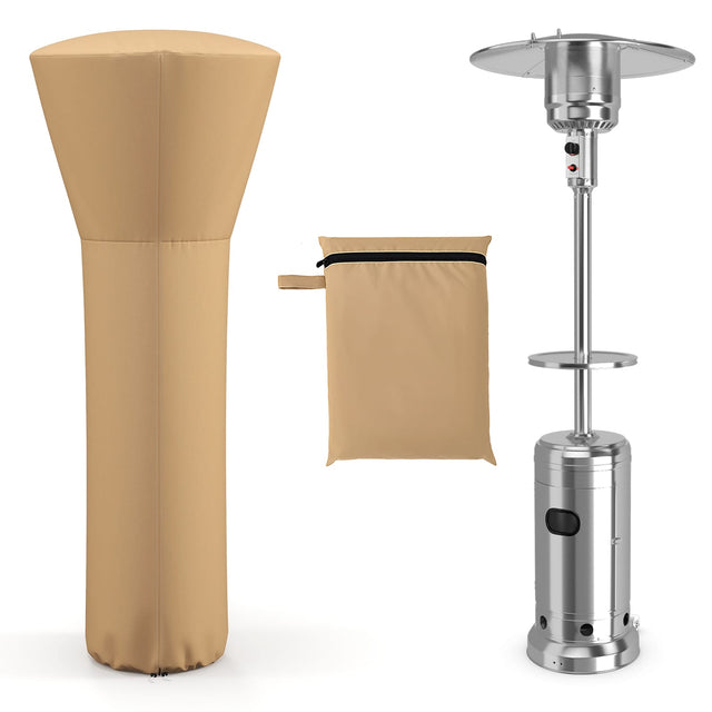 Front. Costway - Costway Patio Standing Propane Heater Cover Waterproof W/Zipper and Bag - Beige.