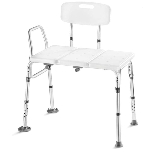 Front. Medical King - Transfer Bench for Bathtub - Adjustable Shower Chair for Elderly and Disabled, Up to 400 lbs, Safe and Easy Transfer - White.