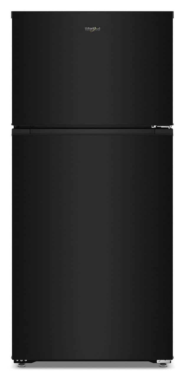 Front. Whirlpool - 28 in. Wide 14.3 cu. ft. Top Freezer Refrigerator with Total Coverage Cooling - Black.