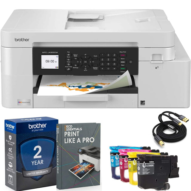 brother MFC-J435DW  
09:00 AM  
Fax  
Scan  
Copy  
Photo/Net  
Settings  
WLAN  

brother  
at your side  
2 YEAR LIMITED WARRANTY  

brother  
INKvestment  
Eco Essentials  
PRINT LIKE A PRO