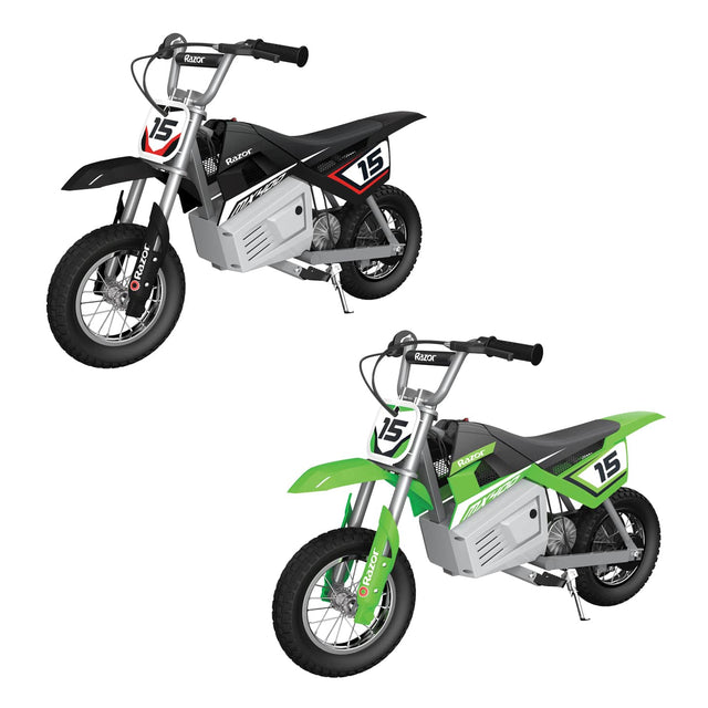 Front. Razor - MX400 Dirt Rocket 24V Electric Toy Dirt Bikes (2 Pack) - Black/Green.