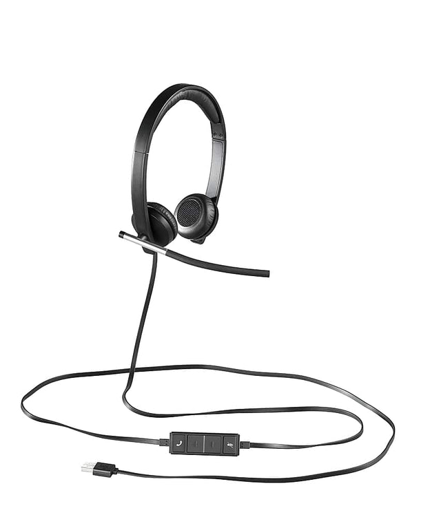 Front. Logitech - H650e Stereo Wired On-ear Headset - Black.