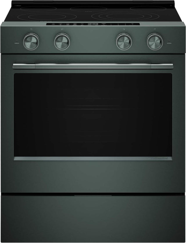 Front. KitchenAid - 30 in. Wide 5 elements 5.3 cu. ft. Smart Slide-In Electric Range with Two Even-Heat Hyper Elements, Convection Cooking - Juniper.