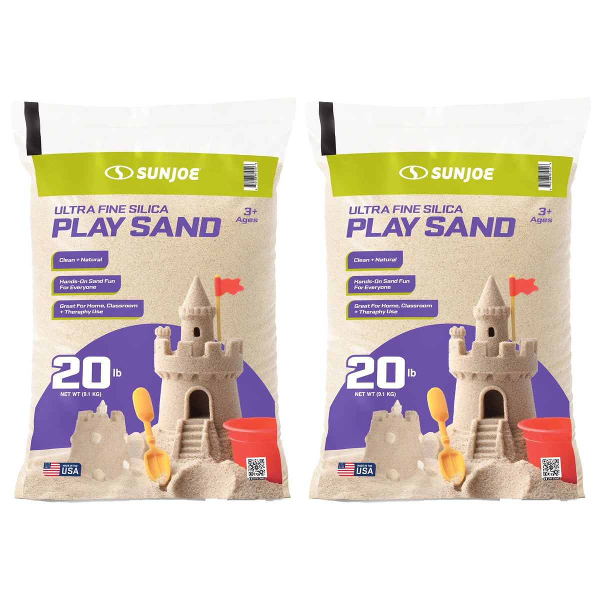 Sun Joe - Ultra Fine Silica Play Sand, Sandboxes & Sensory Tables, 20 lbs, 2 Pack