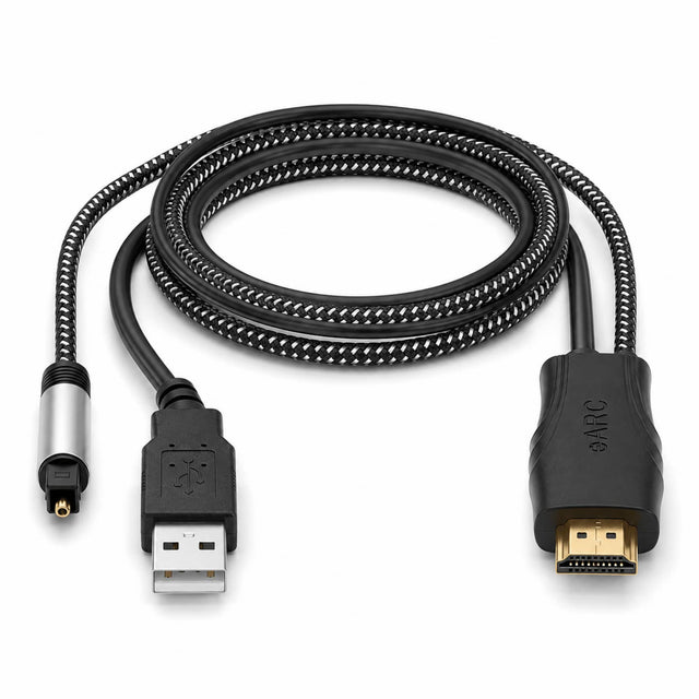 Front. J-Tech Digital - HDMI ARC/eARC to Optical Digital Audio Converter Cable - Black.