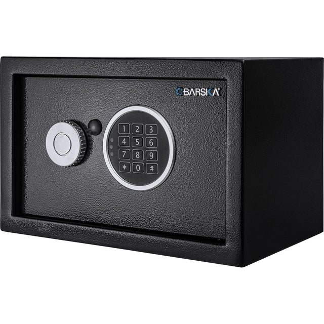 Front. Barska - 0.41 Cu Ft Digital Keypad Security Safe-Compact Steel Lock Box with Deadbolts - Black.