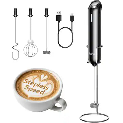 Typhur - InstaWhisk Rechargeable Milk Frother Wand, Handheld Mixer with Variable Speed and 3 Whisks for Coffee, Matcha, and Latte