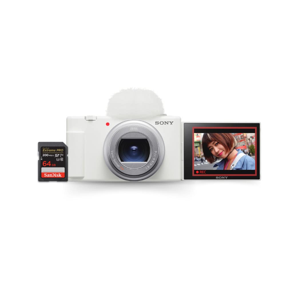 Bundle - Sony - ZV-1 II Vlog Camera for Content Creators and Vloggers (White) - Black
